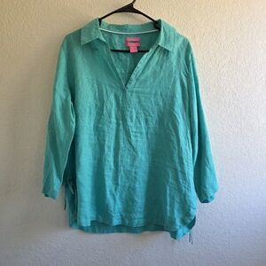Isaac Mizrahi Teal Blouse